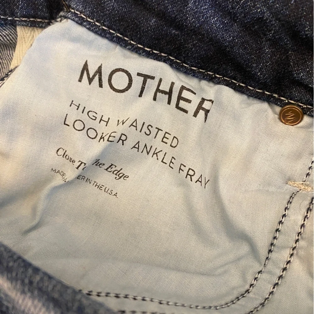 MOTHER || High Waisted Looker Ankle Fray in Close To The Edge Blue‎ 25